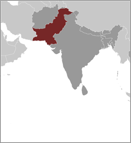 Lage Pakistans in Asien
